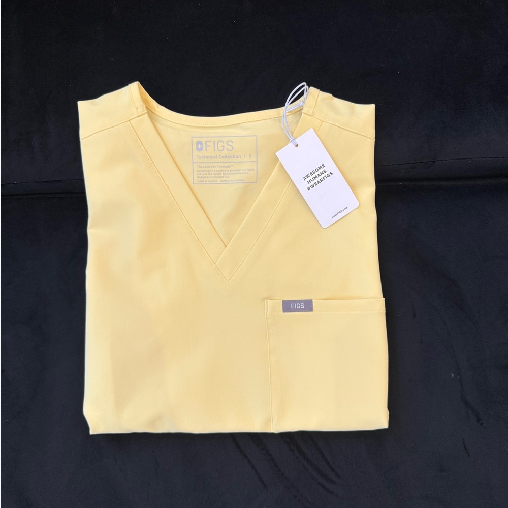 Figs Butter Yellow V-Neck Scrub Top